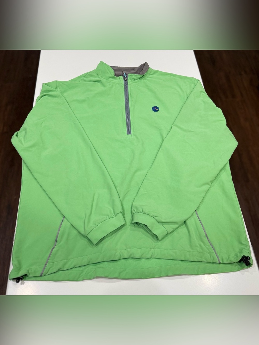 Peter Millar Element 4 Wind 1/4 Zip Mock Neck Pullover Green/Gray XL